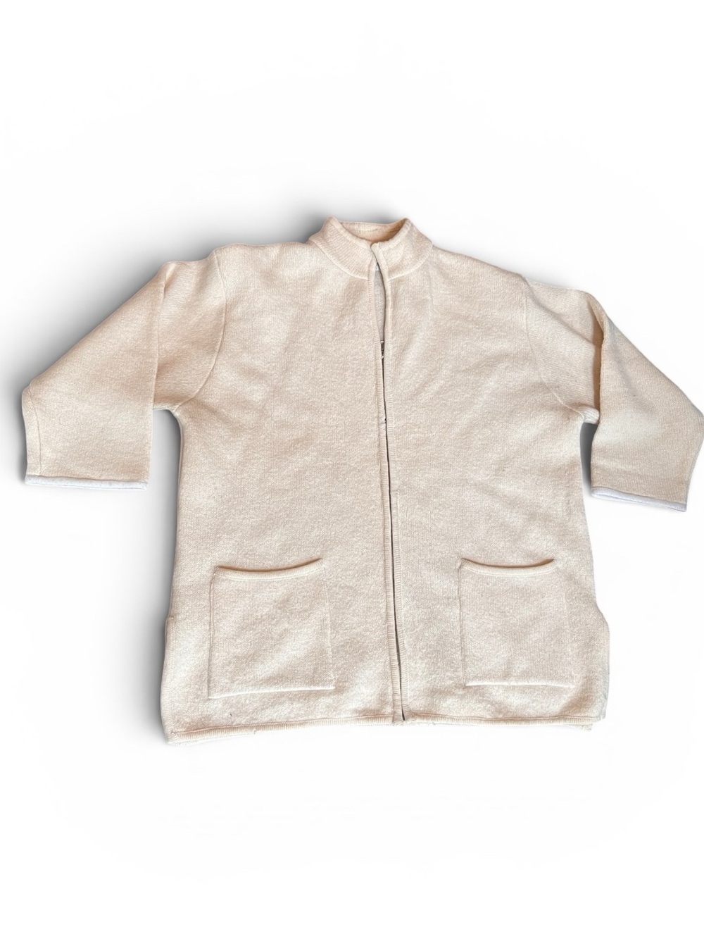 Marisa Christina Full Zip Jacket Cardigan Wool Sz 3/4X Cream
Pockets Vtg